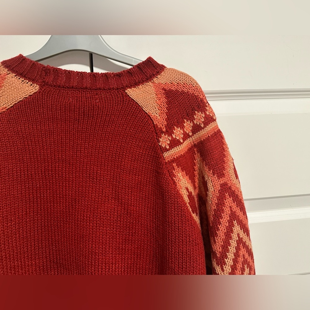 NEW WITH DEFECT True Craft Rustic Red Intarsia Sweater Size XL - Picture 8 of 11